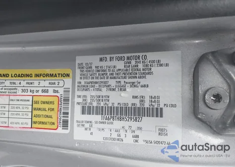 2017 Ford Mustang Ecoboost из США, поврежденный, VIN 1FA6P8TH8H5295827